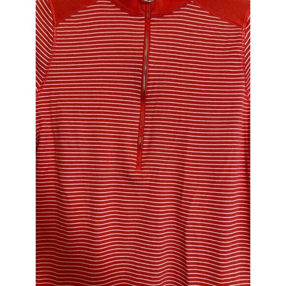 Ralph Lauren Black Label Top Womens 1X Red Striped Ribbed Knit Quarter Zip - Picture 5 of 15